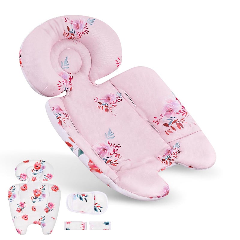 UPPERKIDS Mamaroo Infant Insert Compatible with 4moms Mamaroo & RockaRoo Swing, Mamaroo Newborn Insert with Enlarged Head & Body Support Cushion, Reversible Design, Breathable Soft Fabric with Flowers - Image 1